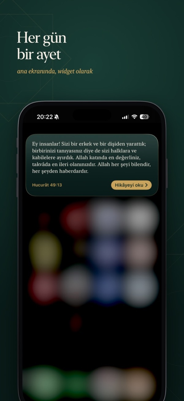 Ana ekranda günün ayeti widget'ı