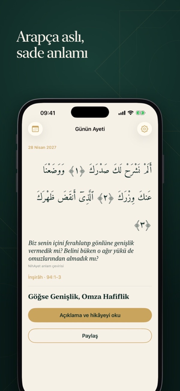 Ayetin Arapça aslı ve sade Türkçe anlamı