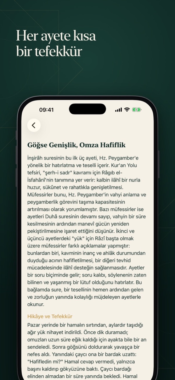 Ayetin açıklaması ve tefekkür hikâyesi